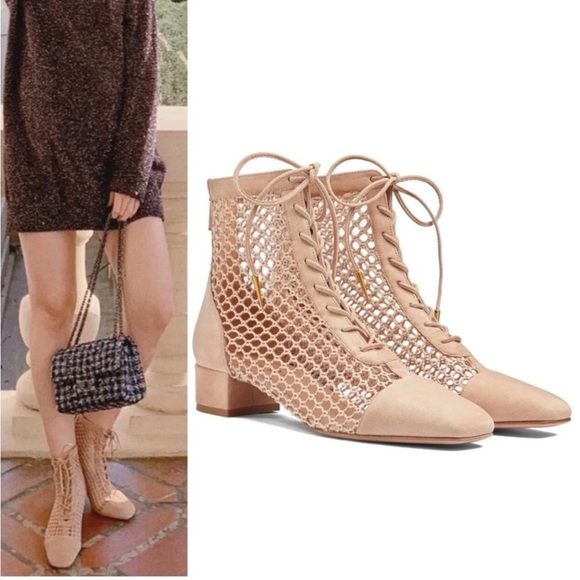 Dior / Naughtily-D 3cm Mesh Ankle Boot in Nude suede 40 10 - Picture 2 of 10